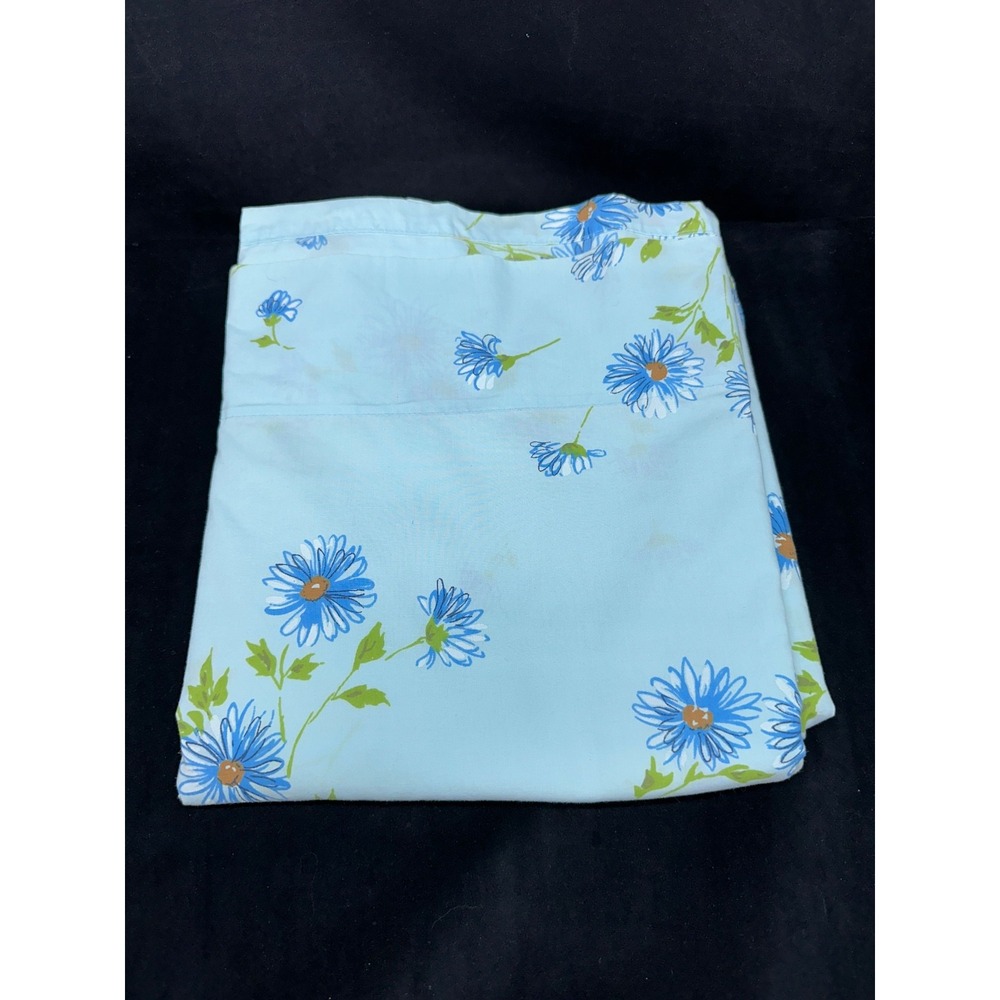 Vtg Sheet Set Lot Blue Florals Grandma Core Granny Quilt Material Upcycle (3) - Picture 4 of 5